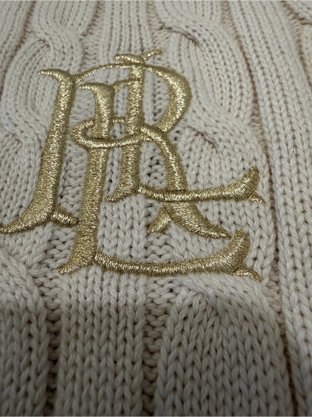 Ralph Lauren Cream Cable Knit Polo with Gold Button - Picture 8 of 12
